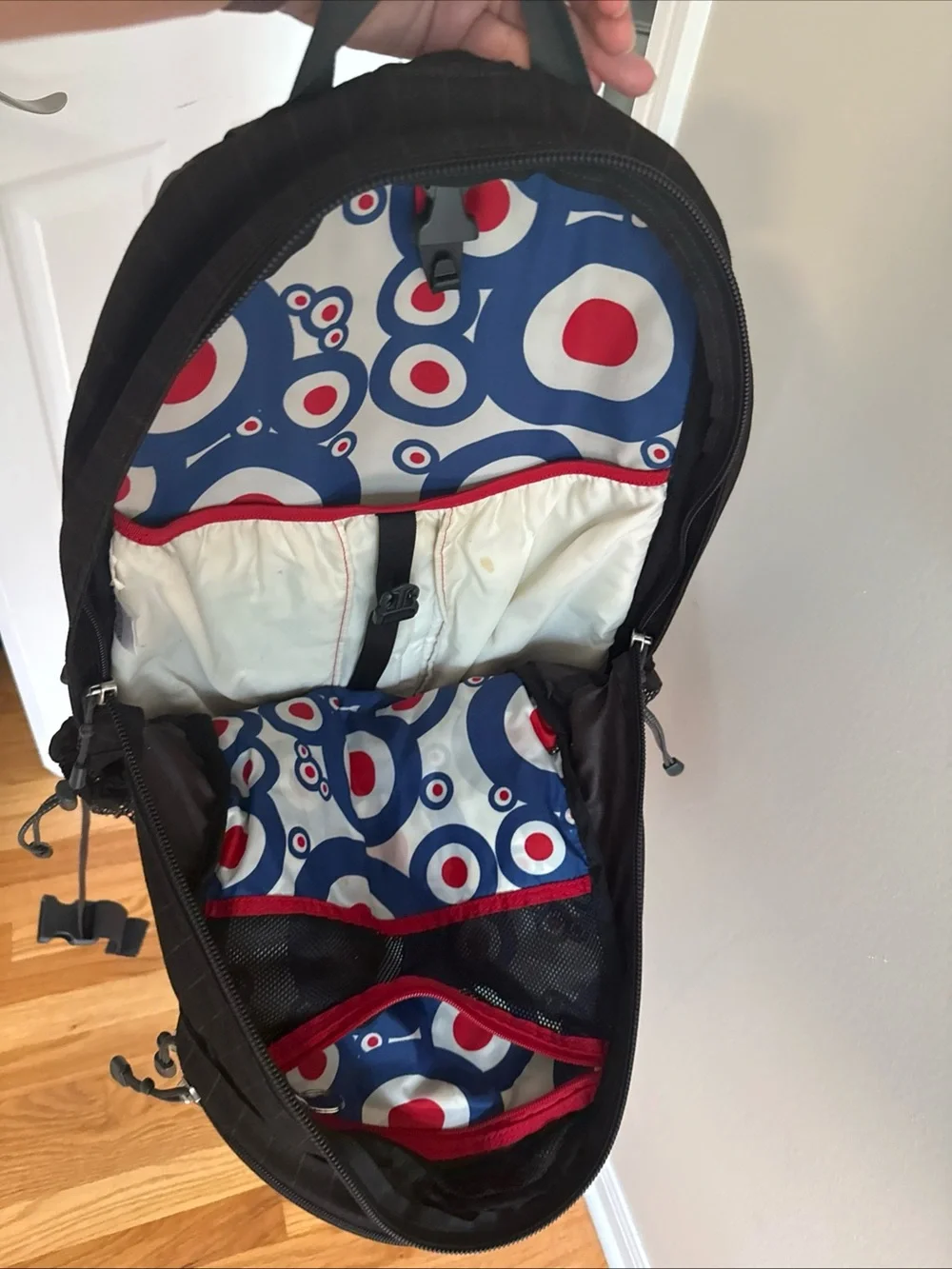 The North Face Black Vintage Recon Pinstripe 30 L Backpack Phish Donut Interior